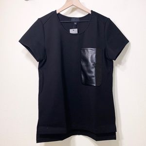 Lumiere Black Tee With A Leather Pocket